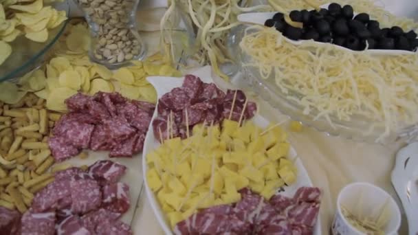 Auswahl an Fleisch und Käse — Stockvideo