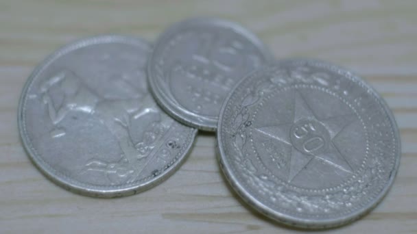 Três ussr moedas de prata — Vídeo de Stock