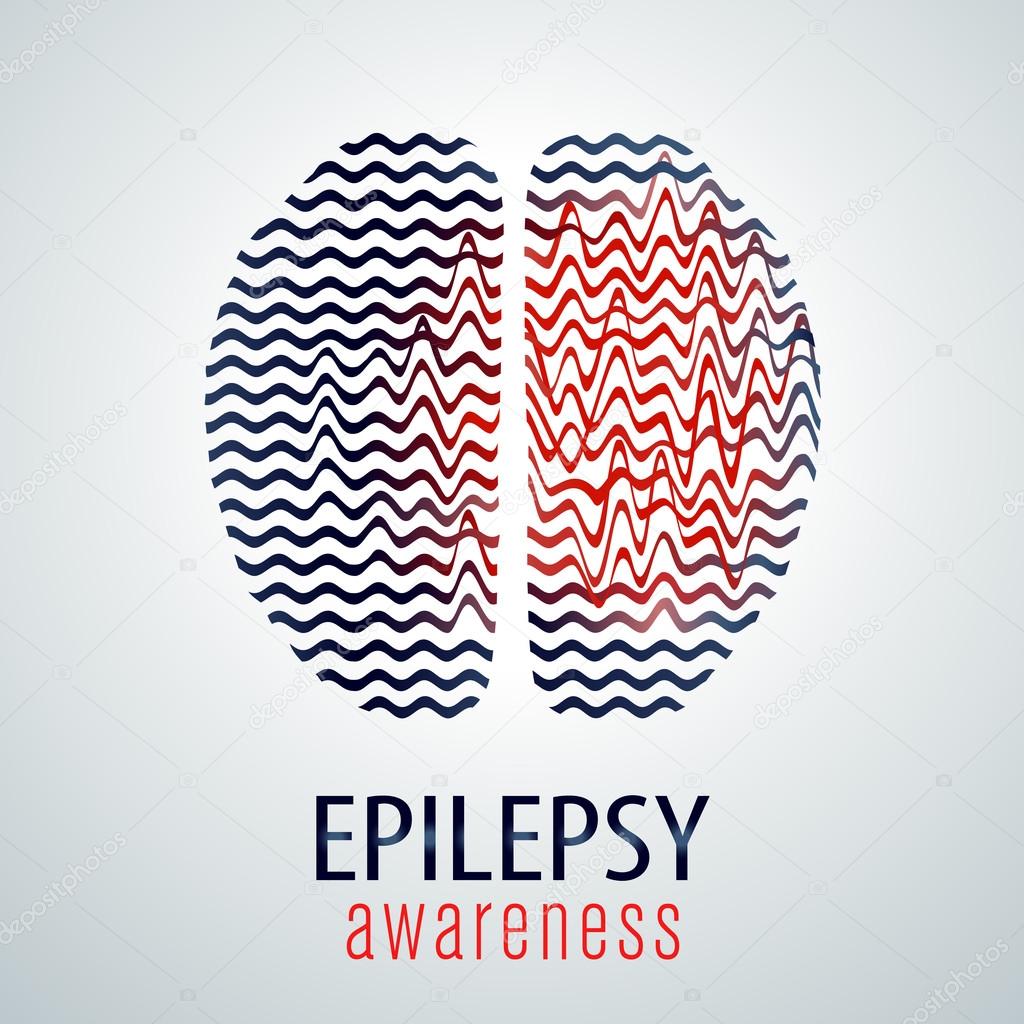 Human brain with epilepsy activity, vector illustration