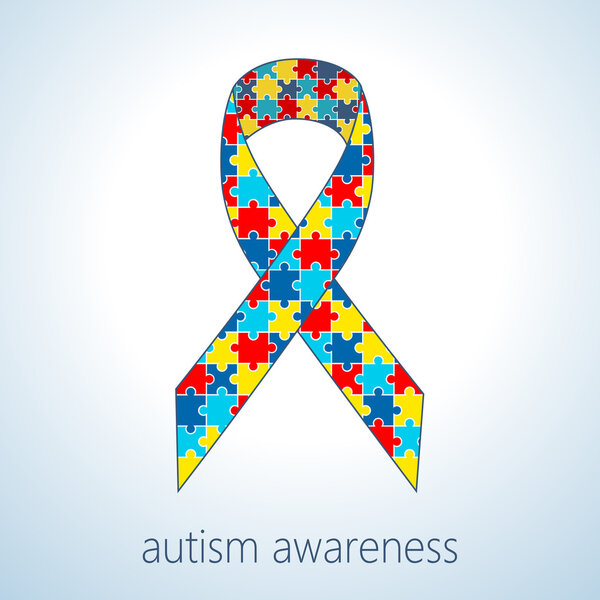 Vector illustration of autism awareness puzzle ribbon