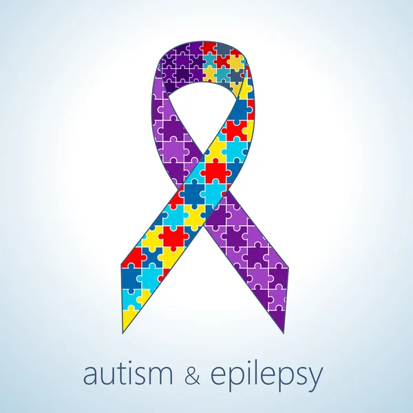 Ilustração vetorial do autismo e da fita de consciência da epilepsia —  Vetores de Stock