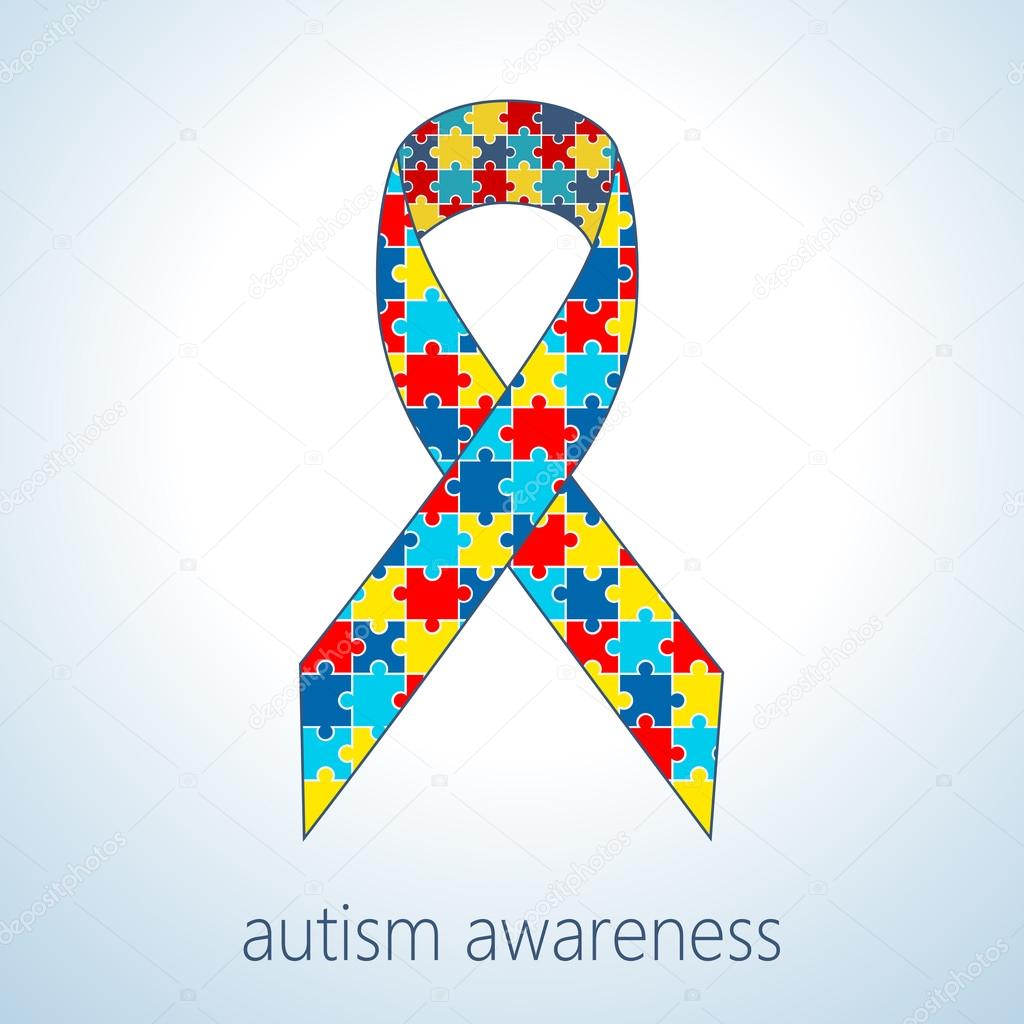 Vector illustration of autism awareness puzzle ribbon