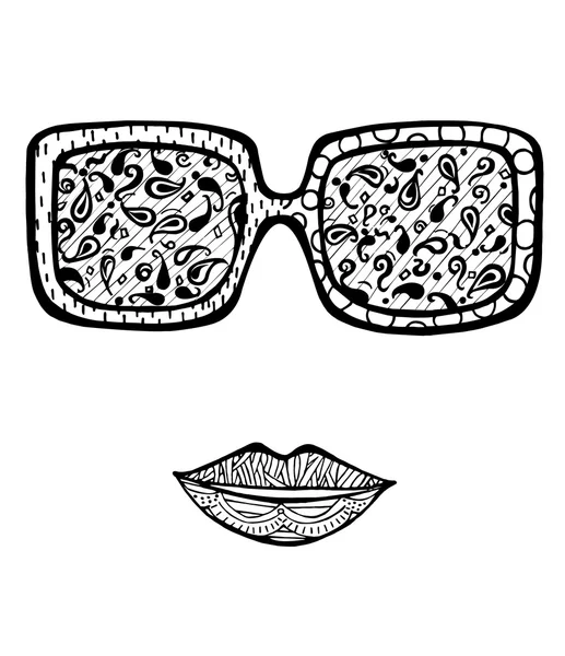 Ręcznie rysowane womans okulary przeciwsłoneczne dla Kolorowanka — Wektor stockowy