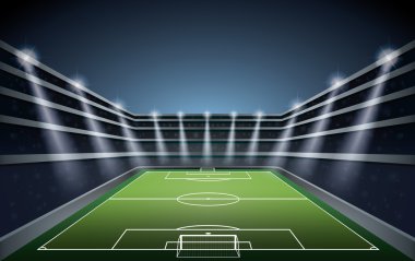 Futbol Stadyumu ile spot ışığı.