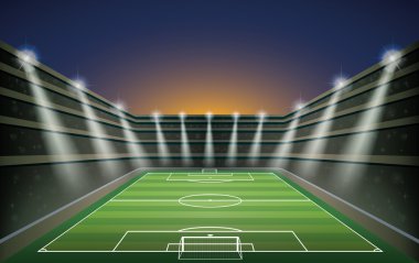 Futbol Stadyumu ile spot ışığı.
