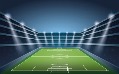 Futbol Stadyumu ile spot ışığı.