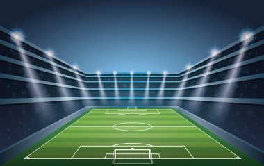 Futbol Stadyumu ile spot ışığı.