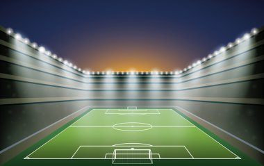 Futbol Stadyumu ile spot ışığı.