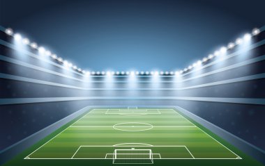 Futbol Stadyumu ile spot ışığı.