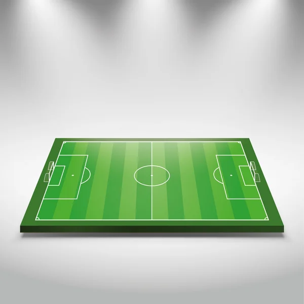 Světlé reflektory osvětlené fotbalové hřiště — Stockový vektor