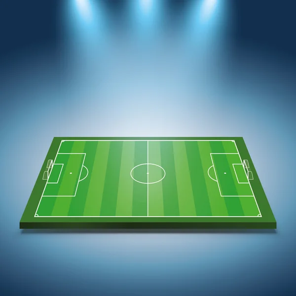 Világos fényszórók világító focipálya — Stock Vector