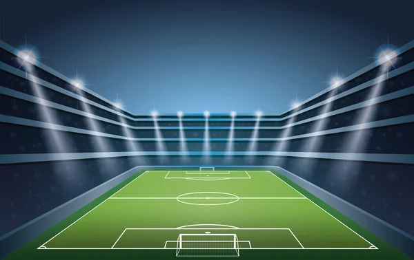 Stadio di calcio con luce spot . — Vettoriale Stock