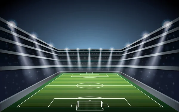 Stade de football avec projecteur . — Image vectorielle