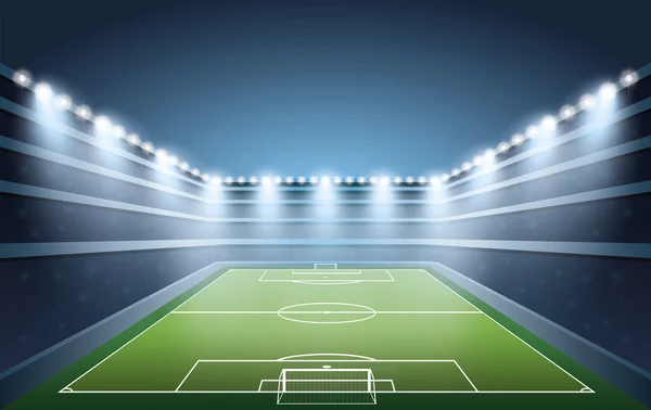 Stade de football avec projecteur . — Image vectorielle