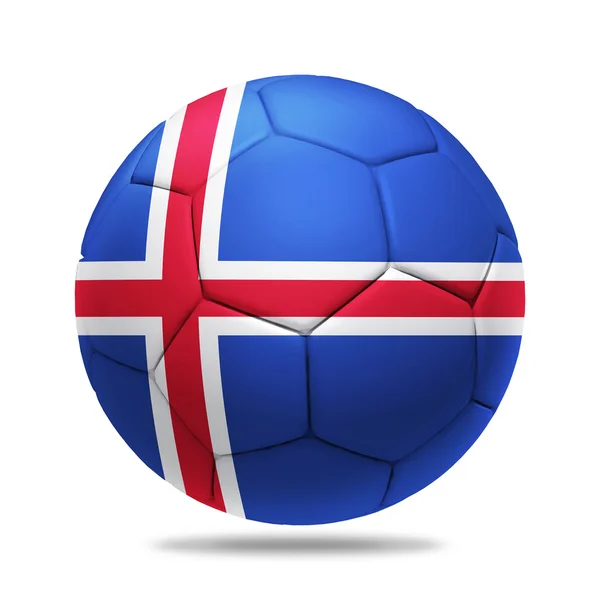 3D fotboll med Island team flagga — Stockfoto