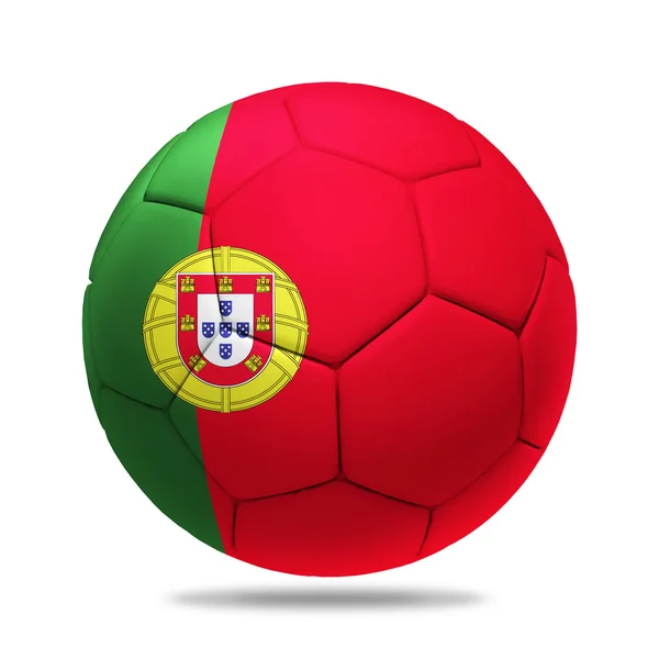 Balón de fútbol 3D con bandera del equipo de Portugal , — Foto de Stock