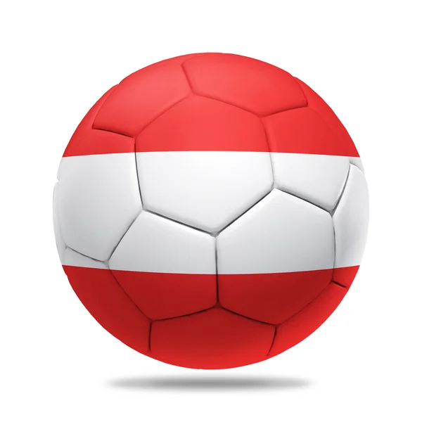 Pallone da calcio 3D con bandiera della squadra austriaca, — Foto Stock