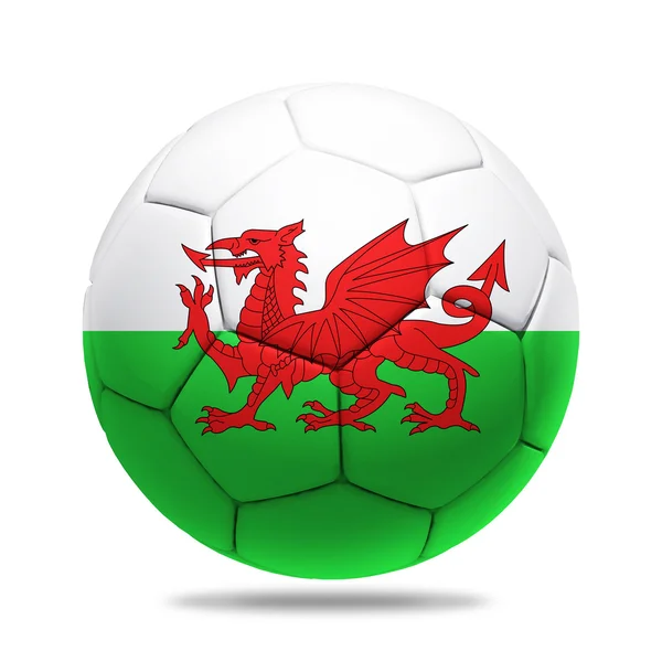 3D-fußball mit wales team flagge — Stockfoto