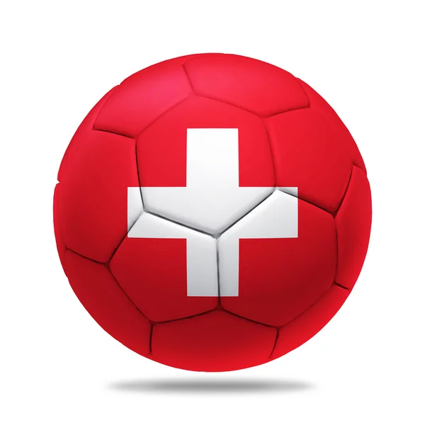 Bola de futebol 3D com bandeira da Suíça — Fotografia de Stock