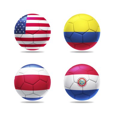 Grup A takım bayrakları ile 3D futbol topu