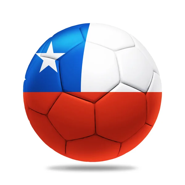 Pelota de fútbol 3D con bandera del equipo de Chile —  Fotos de Stock