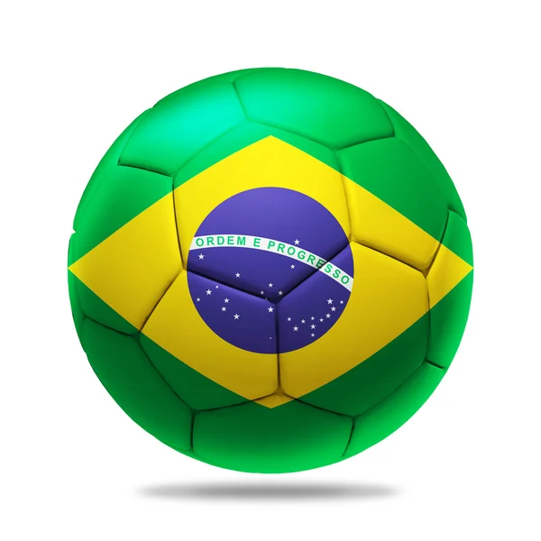3 d サッカー ボール ブラジル チームの旗に — ストック写真