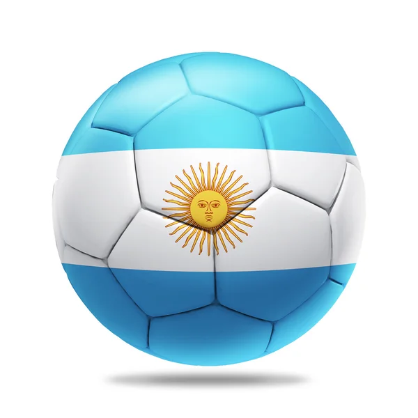 3D futbol topu ile Arjantin ekibi bayrağı — Stok fotoğraf