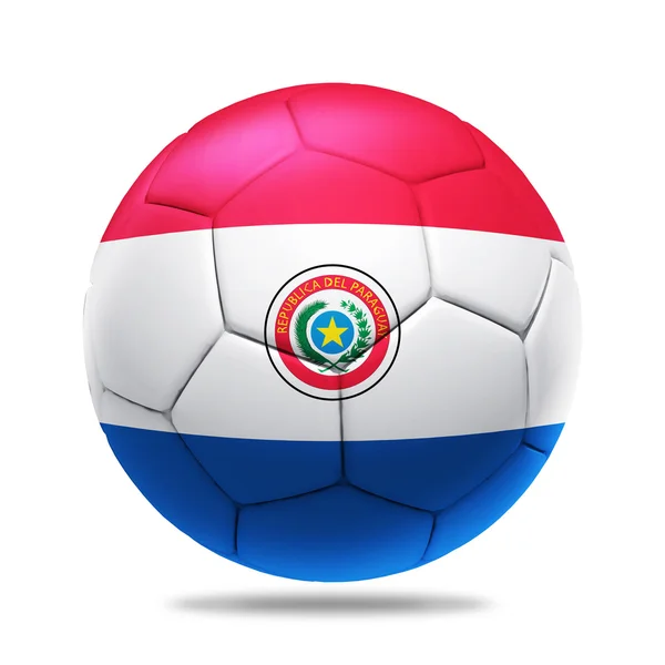 3D μπάλα ποδοσφαίρου με σημαία ομάδας της Παραγουάης — Φωτογραφία Αρχείου