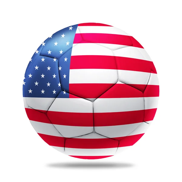 3D μπάλα ποδοσφαίρου με σημαία ομάδα ΗΠΑ — Φωτογραφία Αρχείου