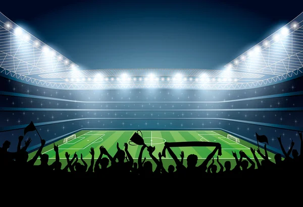 Heyecanlı kalabalığın bir futbol stadyumu. Futbol Stadyumu.