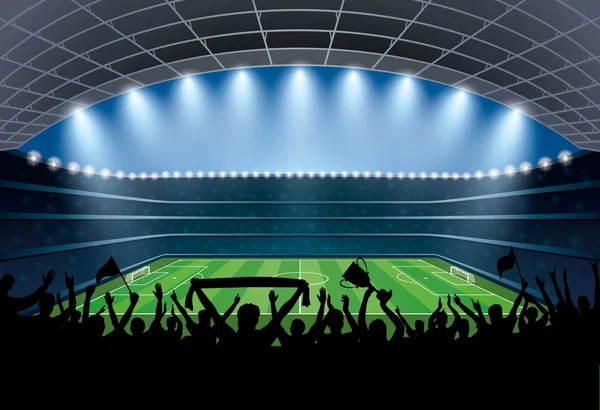 Heyecanlı kalabalığın bir futbol stadyumu. Futbol Stadyumu.