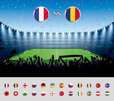 Futbol Maç Fransa 2016 heyecanlı kalabalık bir socce insan