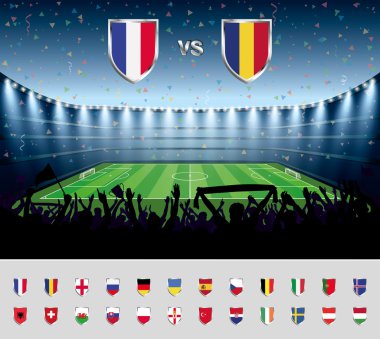 Futbol Maç Fransa 2016 heyecanlı kalabalık bir socce insan