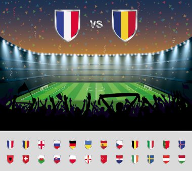 Futbol Maç Fransa 2016 heyecanlı kalabalık bir socce insan