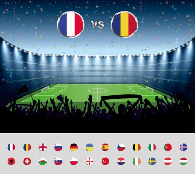 Futbol Maç Fransa 2016 heyecanlı kalabalık bir socce insan