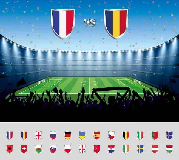 Futbol Maç Fransa 2016 heyecanlı kalabalık bir socce insan