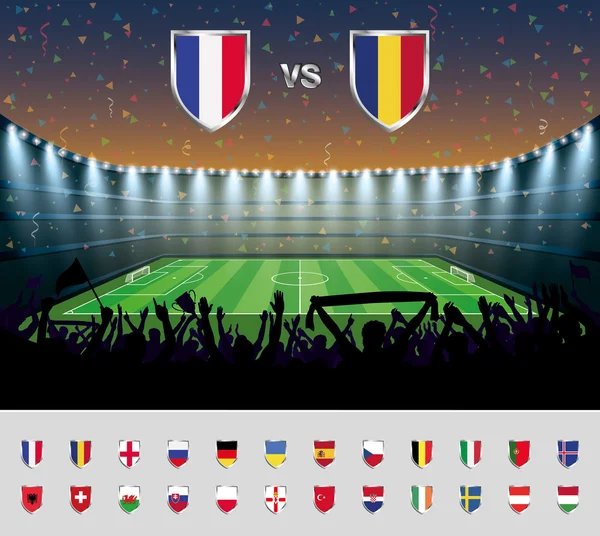 Futbol Maç Fransa 2016 heyecanlı kalabalık bir socce insan