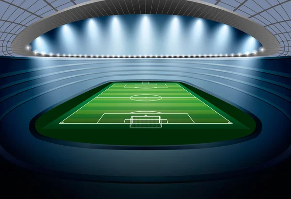 Stade de football avec projecteur. Stade de football . — Image vectorielle