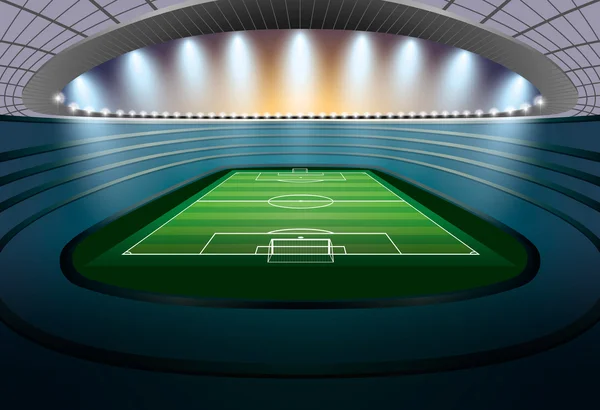 Stade de football avec projecteur. Stade de football . — Image vectorielle