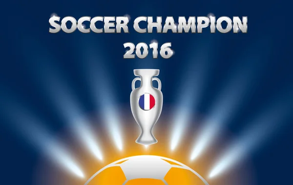 Champion de football 2016 avec trophée et drapeau de France . — Image vectorielle