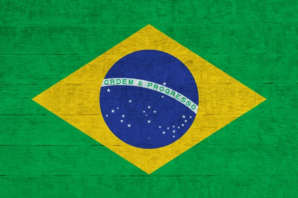 Bandeira do Brasil pintada na parede de cimento, textura de fundo — Fotografia de Stock