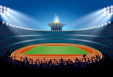 Heyecanlı kalabalığın Atletizm Stadyumu. Yaz oyunları 2016.