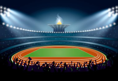 Heyecanlı kalabalığın Atletizm Stadyumu. Yaz oyunları 2016.