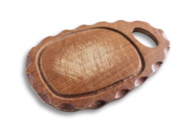 Beyaz arka plan üzerinde izole grunge kesme tahtası