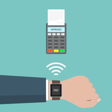 Ödeme kavramını onayladı. Nfc ile akıllı seyretmek aracılığıyla ödeme.
