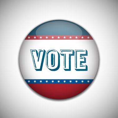 Oy seçim kampanyası rozeti düğmesine. Retro veya Vintage tarzı.