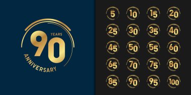 Set of anniversary logotype. Golden anniversary celebration emblem design. Vector illustration. clipart