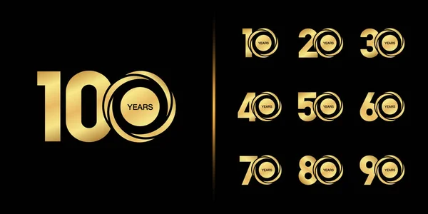 Sada Jubilejních Logotypů Návrh Symbolického Symbolu Oslavě Zlatého Výročí Vektorová — Stockový vektor