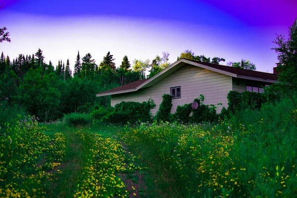 grandmas house in beaver bay minnesota with blue sky