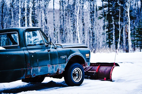 classic old truck in winter
